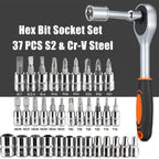 Hot 46Pcs 1/4" Drive Socket Wrench Set, Ratchet Screwdriver & Bit Kit, Carbon Steel, Auto Repair Hand Tool Set with Storage Case