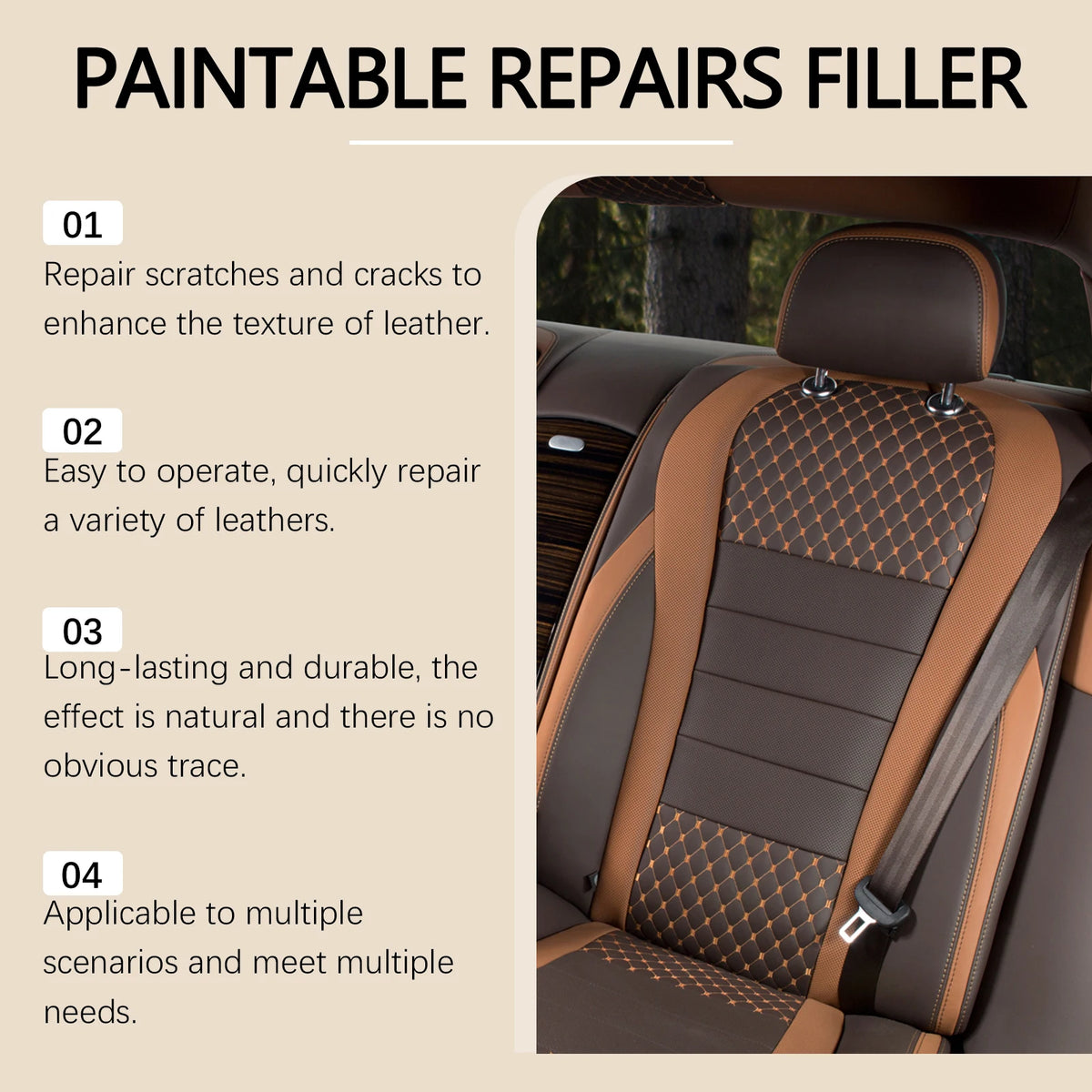 Leather Restoring Paste Natural Leather Filler Repair Compound Leather Restoration Cream For Tears Crack Burns Holes Filler