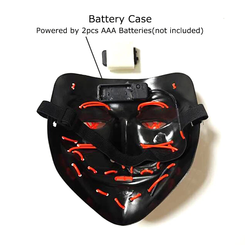 Wireless Neon LED Purge Mask Glow in The Dark Cosplay Horror Mask Halloween Masquerade Party Masks Glowing Funny Dress Up