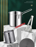 304 Stainless Steel Deep Fryer With Frying Basket Multifunction Small Pot For Kitchen Chicken Fish Cooking Tool