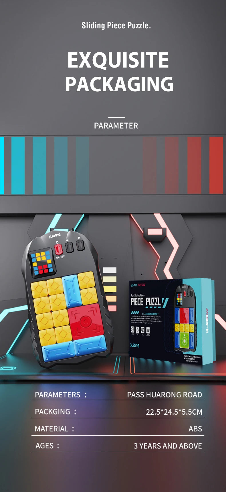 Huarong Road Magnetic Suction Block Sliding Puzzle for CHILDREN's Logical Thinking Training Brain-burning Board Game Toys
