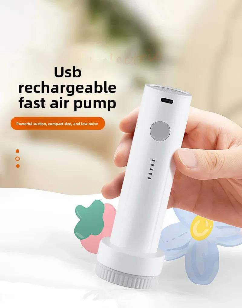 USB C Rechargeable Electric Vacuum Pump Low Noise Portable Lightweight Air Pump for Travel Compression Bag Storage Space Saving