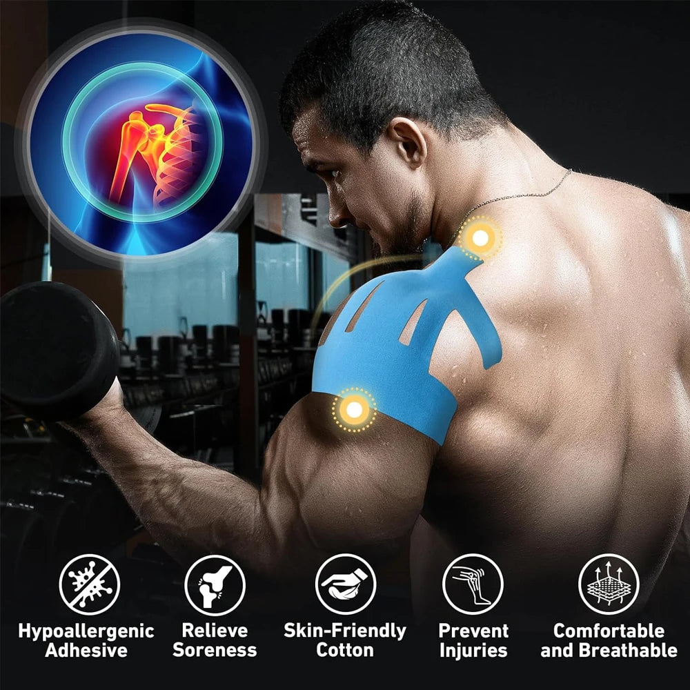 1/5/10PC Precut Kinesiology Tape for Shoulder Support & Stability,Shoulder Pain Relief Athletic Tape - Waterproof & Elastic