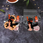 100 Pcs 10x10cm Halloween Plastic Candy Cookies Gift Bag Self Adhesive Snack Wrap Bag Halloween Party Decorations Kids Gifts