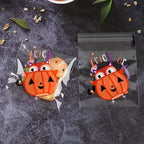 100 Pcs 10x10cm Halloween Plastic Candy Cookies Gift Bag Self Adhesive Snack Wrap Bag Halloween Party Decorations Kids Gifts