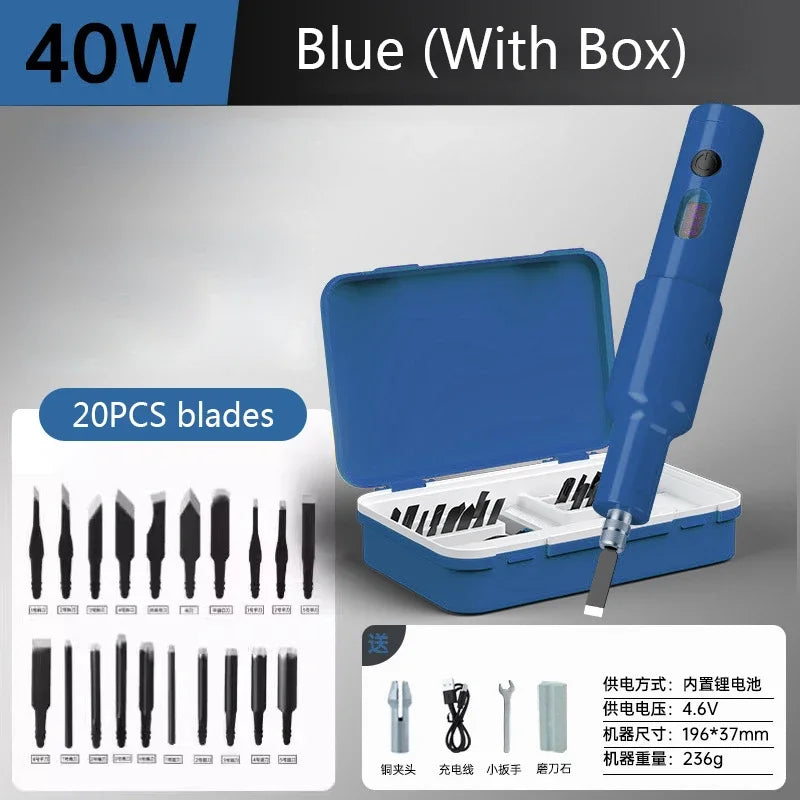 Handheld Electric Carving Tool Set For Furniture Woodworking Carving Lithium Electric Wood Chiseling 20PCS Blade Polishing Tool