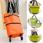 Household Portable Folding Cart Roller Shopping Bags Outdoors Food and Fruits Storage Foldable Trolley Wheel Supermarket Bag ﻿