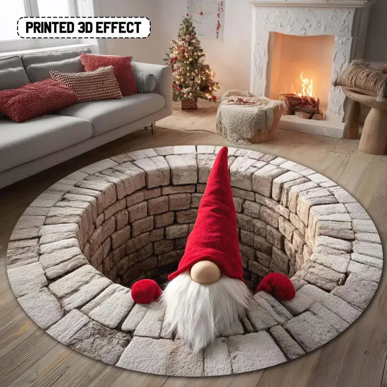 Christmas 3D Gift Illusion Round Rug