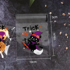 100 Pcs 10x10cm Halloween Plastic Candy Cookies Gift Bag Self Adhesive Snack Wrap Bag Halloween Party Decorations Kids Gifts
