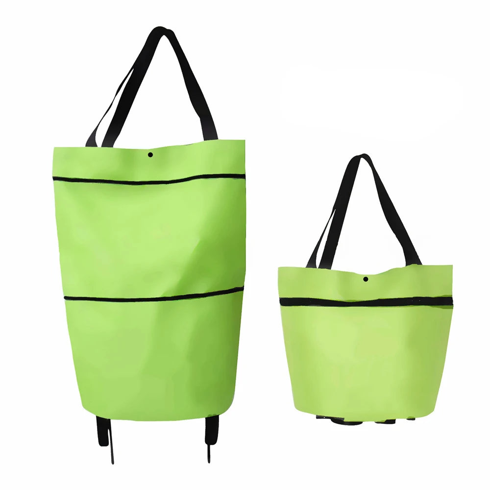 Household Portable Folding Cart Roller Shopping Bags Outdoors Food and Fruits Storage Foldable Trolley Wheel Supermarket Bag ﻿