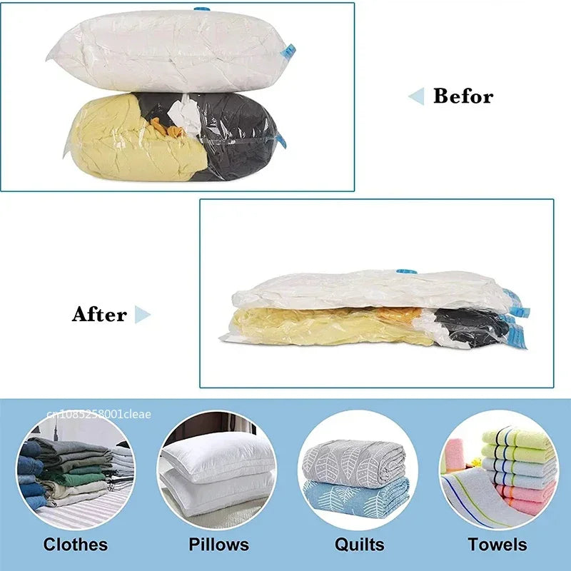 1/3/5/10PCS Vacuum Storage Bags with Valve Quilt Compression Pouch Space Saving Clothes Organizer Vacuum Bag Vacuum Sealing Bags