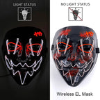 Wireless Neon LED Purge Mask Glow in The Dark Cosplay Horror Mask Halloween Masquerade Party Masks Glowing Funny Dress Up