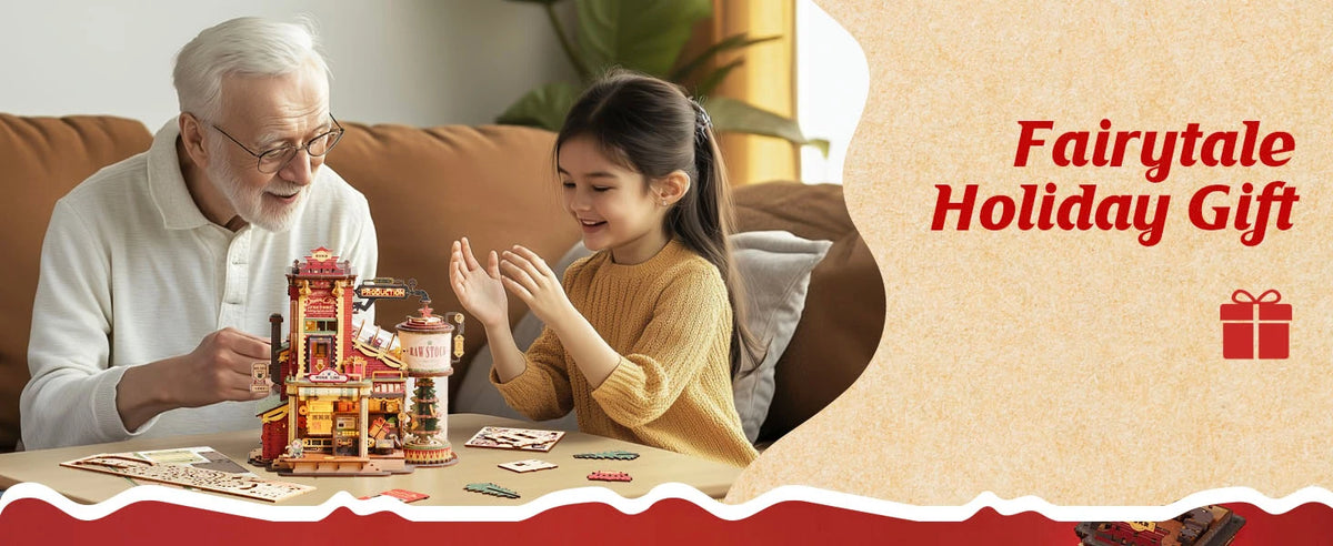 Robotime Wooden Music Box Christmas Dream Gift Factory 3D Wooden Puzzles Wooden Model Kits Build Best Gifts for Adults