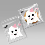 100 Pcs 10x10cm Halloween Plastic Candy Cookies Gift Bag Self Adhesive Snack Wrap Bag Halloween Party Decorations Kids Gifts