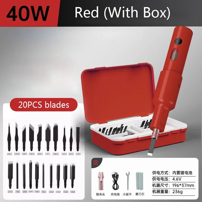 Handheld Electric Carving Tool Set For Furniture Woodworking Carving Lithium Electric Wood Chiseling 20PCS Blade Polishing Tool