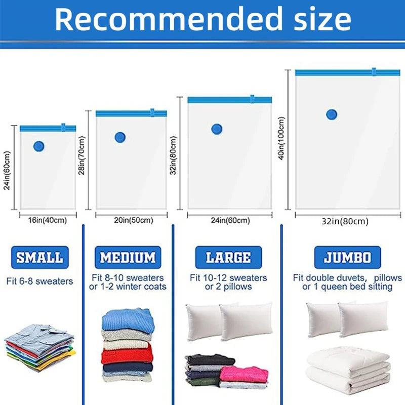 1/3/5/10PCS Vacuum Storage Bags with Valve Quilt Compression Pouch Space Saving Clothes Organizer Vacuum Bag Vacuum Sealing Bags