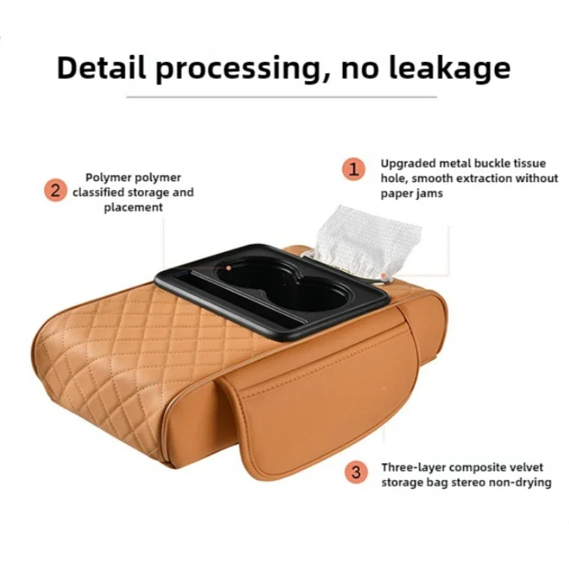 Car Armrest Box 7.5cm Thicken Height Pad Arm Rest Cushion with Pocket Tissue Cup Holder Memory Cotton Elbow Support  Height Pad