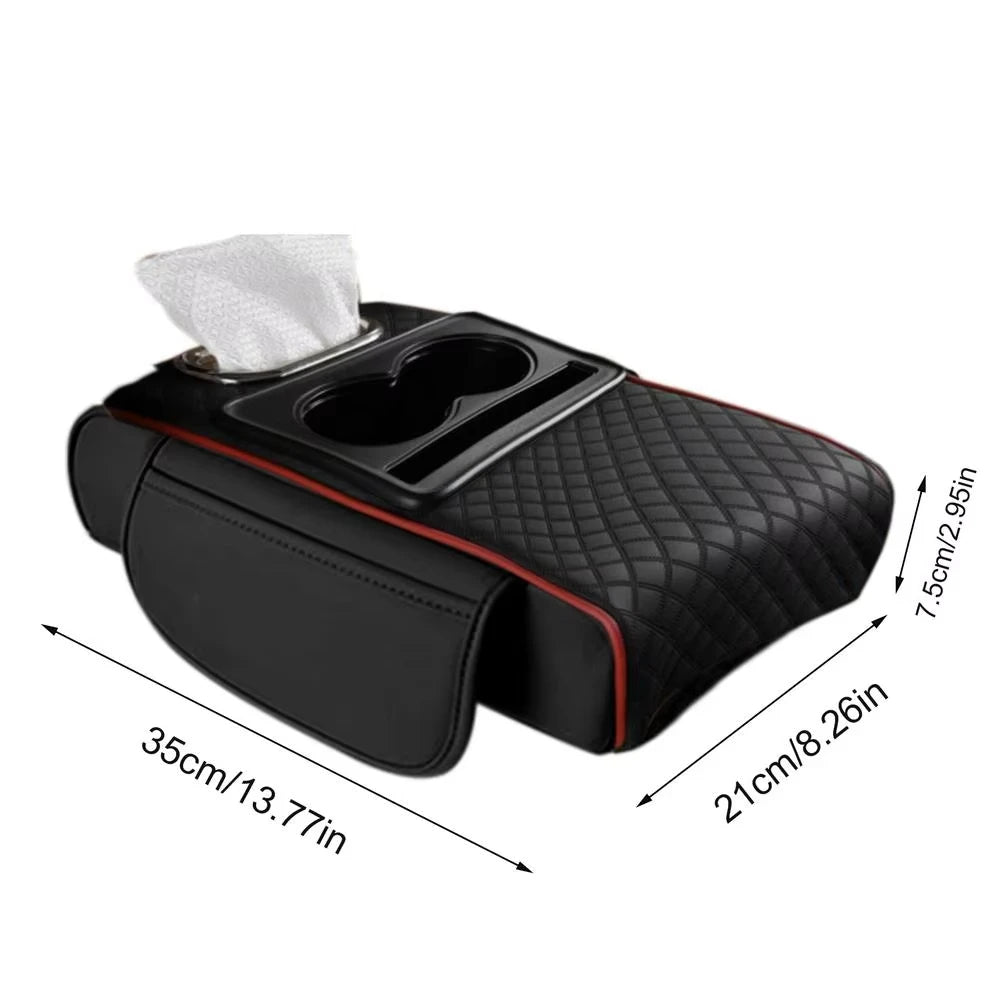 Auto Center Console Armrest Cushion With 2 Cup Holder Armrest Heightening Pad Auto Amrest Pillow Cover Pad for All Seasons