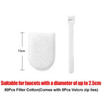 50Pcs Faucet Filter Cotton,Anti-splash Removes Sand Filters With T-strap ,Water Purification Socks For Tap Water Rust Removal