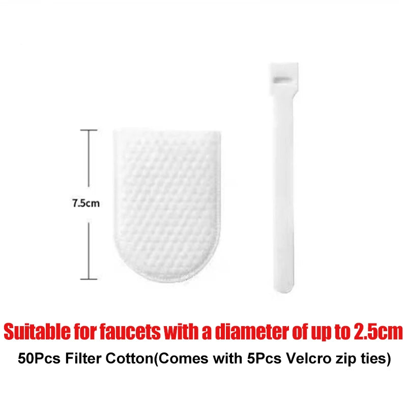 50Pcs Faucet Filter Cotton,Anti-splash Removes Sand Filters With T-strap ,Water Purification Socks For Tap Water Rust Removal