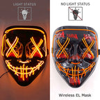 Wireless Neon LED Purge Mask Glow in The Dark Cosplay Horror Mask Halloween Masquerade Party Masks Glowing Funny Dress Up