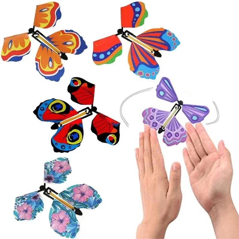 10PCS Random Color Magic Flying Butterfly Wind Up Toy Bookmark Internet Celebrity Colorful Butterfly Simulation Party Gift