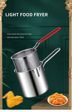 304 Stainless Steel Deep Fryer With Frying Basket Multifunction Small Pot For Kitchen Chicken Fish Cooking Tool