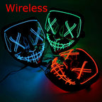 Wireless Neon LED Purge Mask Glow in The Dark Cosplay Horror Mask Halloween Masquerade Party Masks Glowing Funny Dress Up