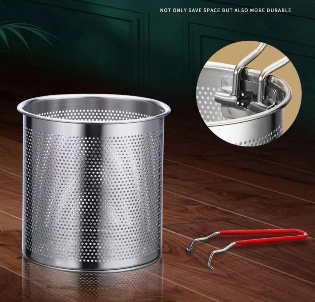 304 Stainless Steel Deep Fryer With Frying Basket Multifunction Small Pot For Kitchen Chicken Fish Cooking Tool