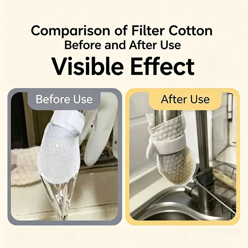 50Pcs Faucet Filter Cotton,Anti-splash Removes Sand Filters With T-strap ,Water Purification Socks For Tap Water Rust Removal