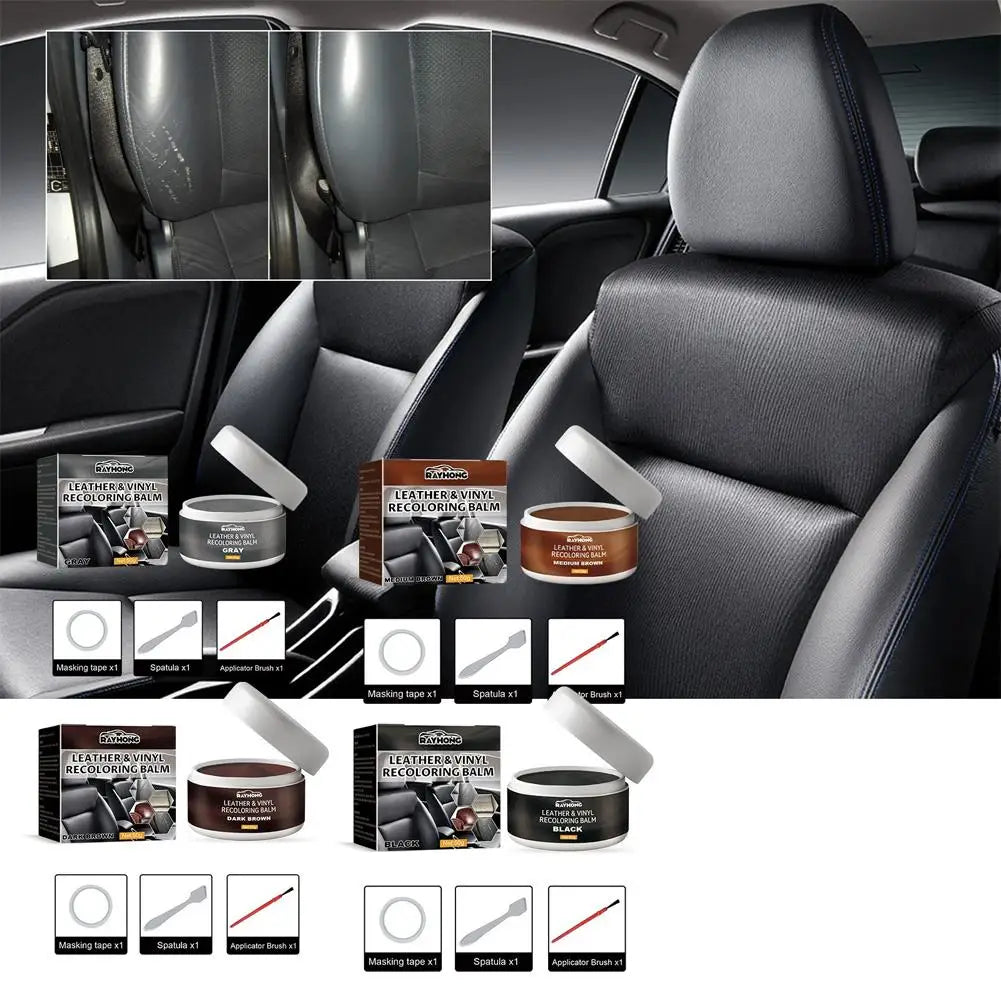 Leather Vinyl Recoloring Balm Repair Paste 4 Colors Black Brown Gray Leather Scratch Fade Crack Restorer DIY Repair Kit