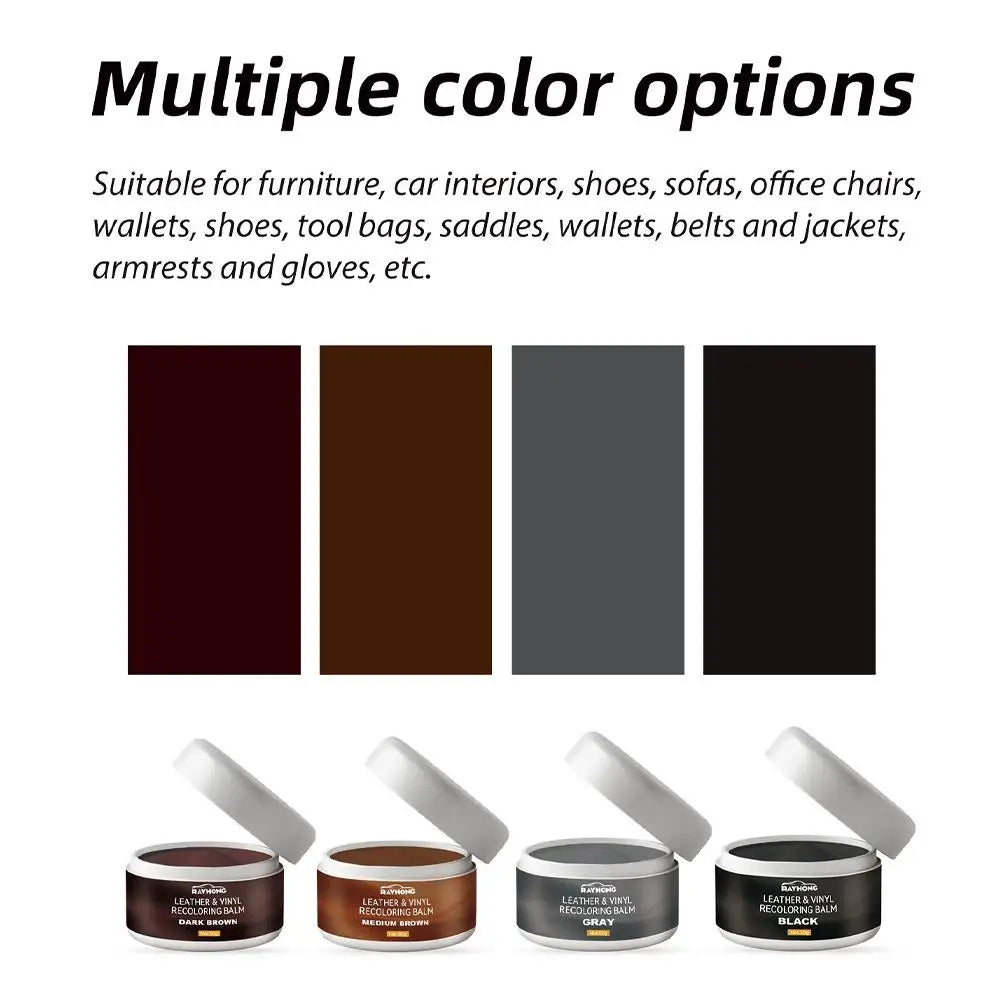 Leather Vinyl Recoloring Balm Repair Paste 4 Colors Black Brown Gray Leather Scratch Fade Crack Restorer DIY Repair Kit