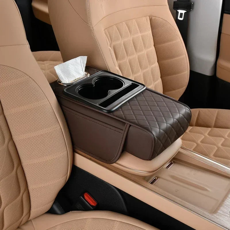 Car Armrest Box 7.5cm Thicken Height Pad Arm Rest Cushion with Pocket Tissue Cup Holder Memory Cotton Elbow Support  Height Pad
