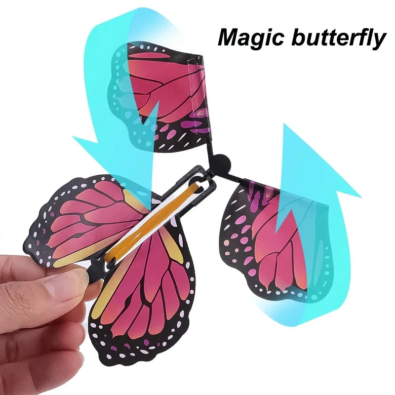 10PCS Random Color Magic Flying Butterfly Wind Up Toy Bookmark Internet Celebrity Colorful Butterfly Simulation Party Gift