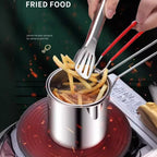 304 Stainless Steel Deep Fryer With Frying Basket Multifunction Small Pot For Kitchen Chicken Fish Cooking Tool