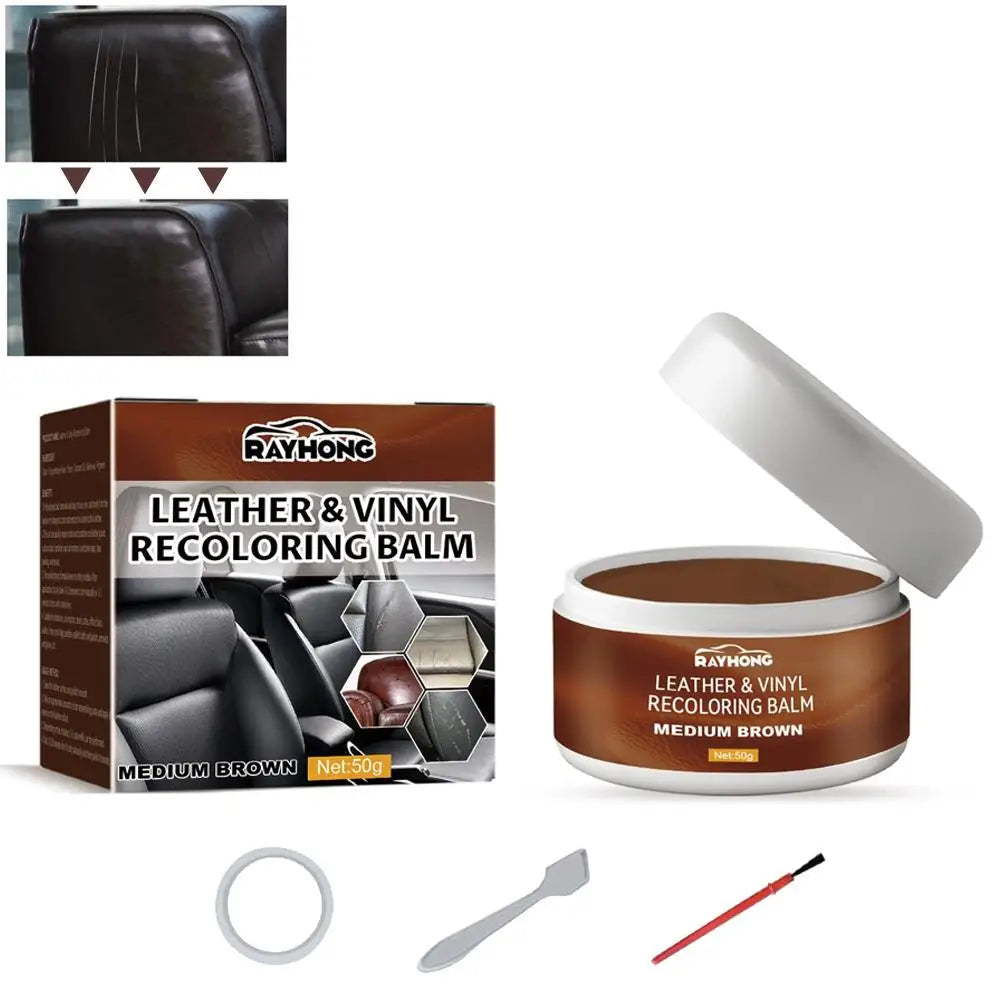 Leather Vinyl Recoloring Balm Repair Paste 4 Colors Black Brown Gray Leather Scratch Fade Crack Restorer DIY Repair Kit