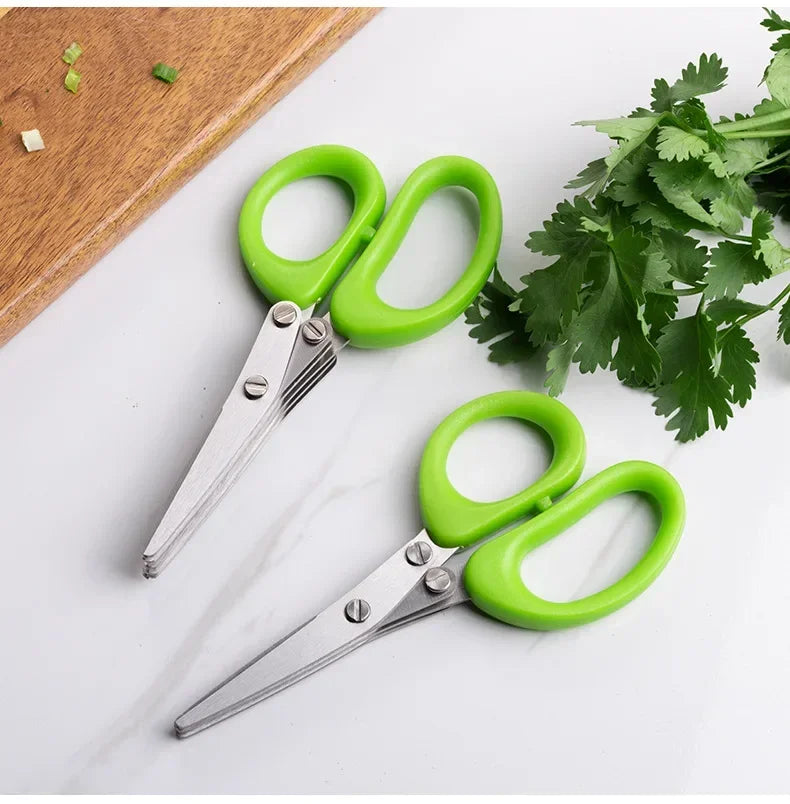 Multifunctional Scissors Stainless Steel 5 Layer Kitchen Scissors Scallion Cutter Pepper Herb Laver Spices Onion Cooking Tool