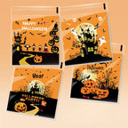 100 Pcs 10x10cm Halloween Plastic Candy Cookies Gift Bag Self Adhesive Snack Wrap Bag Halloween Party Decorations Kids Gifts
