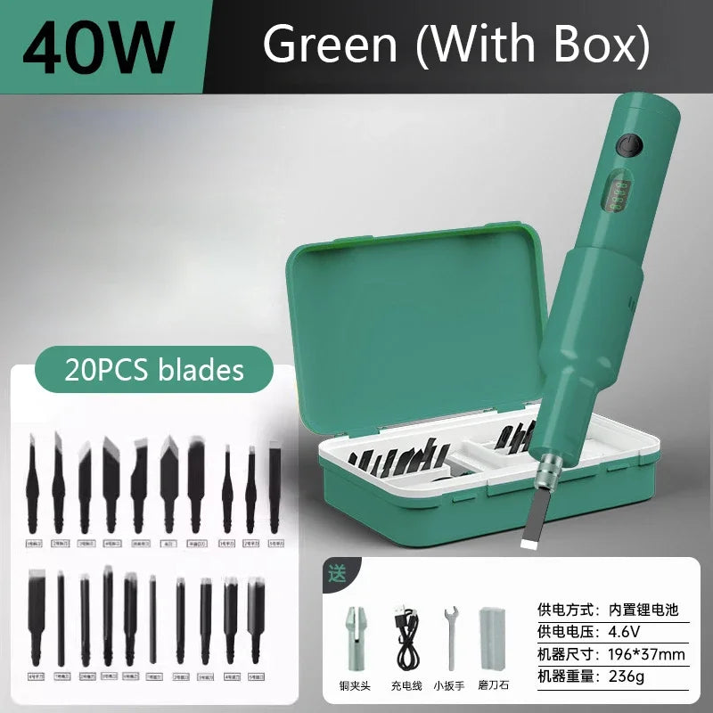 Handheld Electric Carving Tool Set For Furniture Woodworking Carving Lithium Electric Wood Chiseling 20PCS Blade Polishing Tool