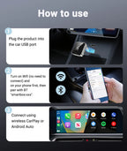 XUDA 2 in 1 Wired to Wireless CarPlay Android Auto Adapter for OEM Car Stereo With USB Dongle Mini Box Plug and Play Bluetooth