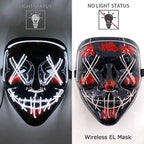 Wireless Neon LED Purge Mask Glow in The Dark Cosplay Horror Mask Halloween Masquerade Party Masks Glowing Funny Dress Up