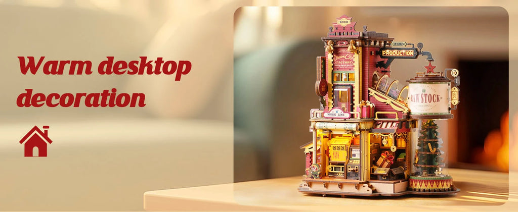 Robotime Wooden Music Box Christmas Dream Gift Factory 3D Wooden Puzzles Wooden Model Kits Build Best Gifts for Adults