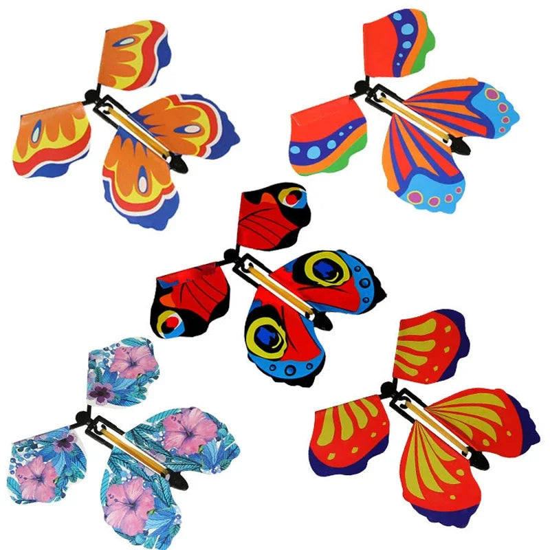 10PCS Random Color Magic Flying Butterfly Wind Up Toy Bookmark Internet Celebrity Colorful Butterfly Simulation Party Gift