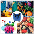 Household Portable Folding Cart Roller Shopping Bags Outdoors Food and Fruits Storage Foldable Trolley Wheel Supermarket Bag ﻿