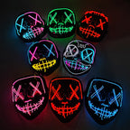 Wireless Neon LED Purge Mask Glow in The Dark Cosplay Horror Mask Halloween Masquerade Party Masks Glowing Funny Dress Up