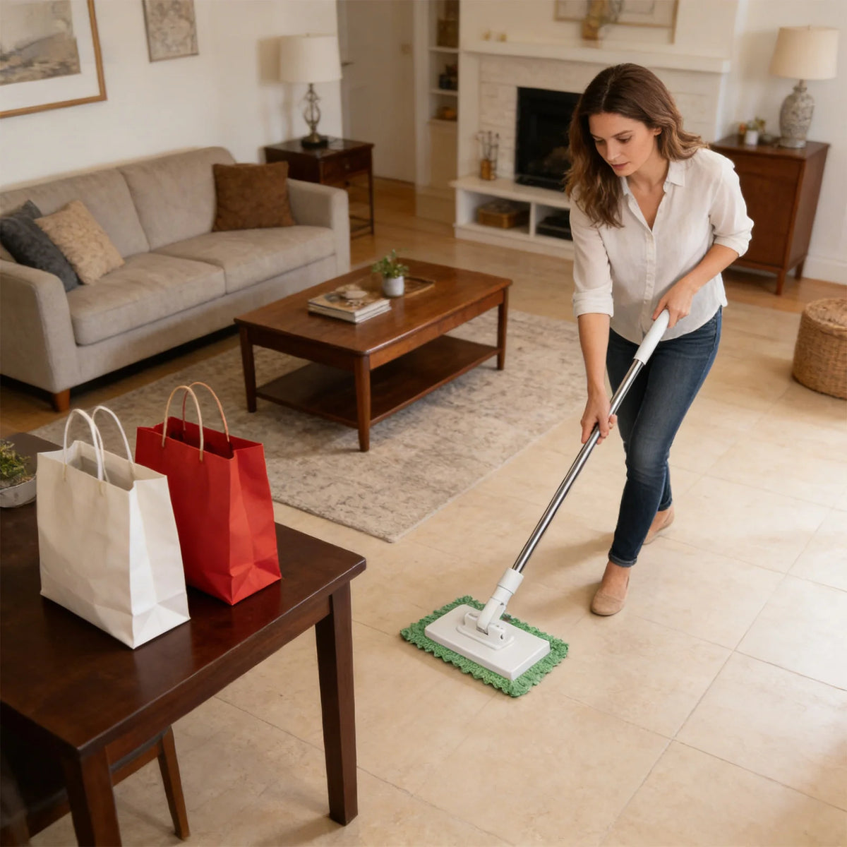 New Trendy Mop With Pressure Clamping System Multifunctional Washcloth Mop Lazy Automatic Clip Cloth Flat Dusting Cleaning Wipe