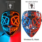 Wireless Neon LED Purge Mask Glow in The Dark Cosplay Horror Mask Halloween Masquerade Party Masks Glowing Funny Dress Up
