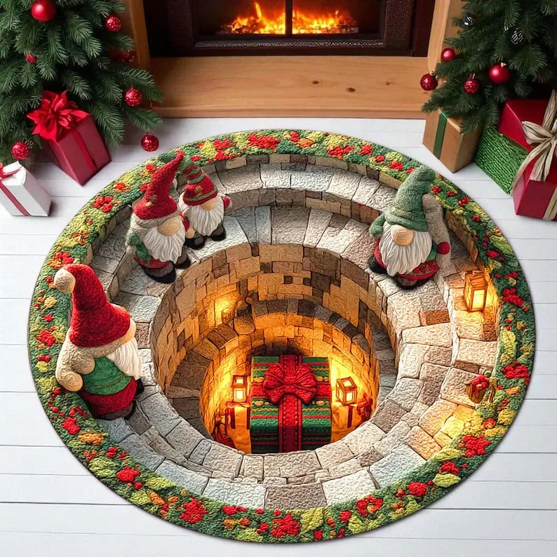 Christmas 3D Gift Illusion Round Rug