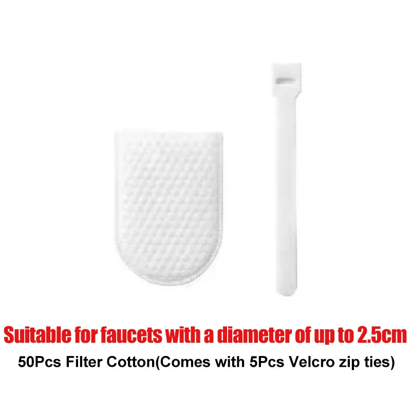 50Pcs Faucet Filter Cotton,Anti-splash Removes Sand Filters With T-strap ,Water Purification Socks For Tap Water Rust Removal