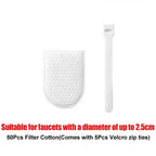50Pcs Faucet Filter Cotton,Anti-splash Removes Sand Filters With T-strap ,Water Purification Socks For Tap Water Rust Removal